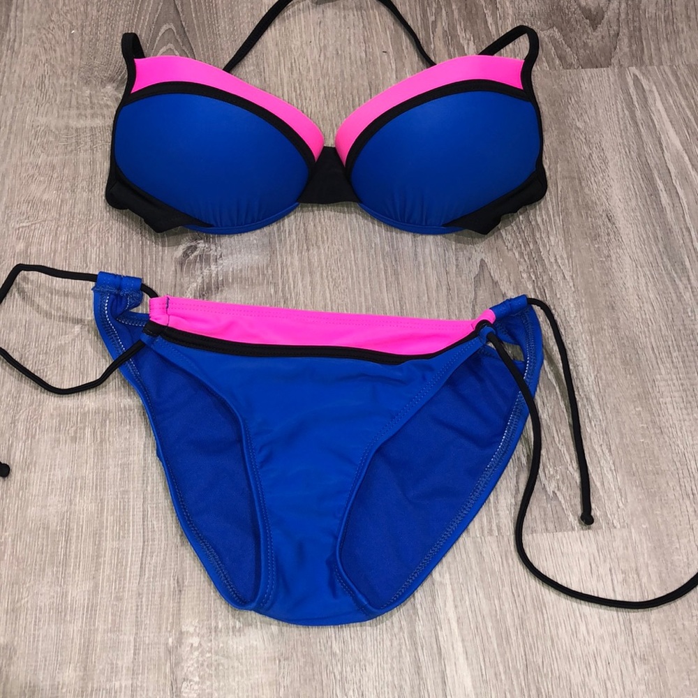 Blue and pink two piece